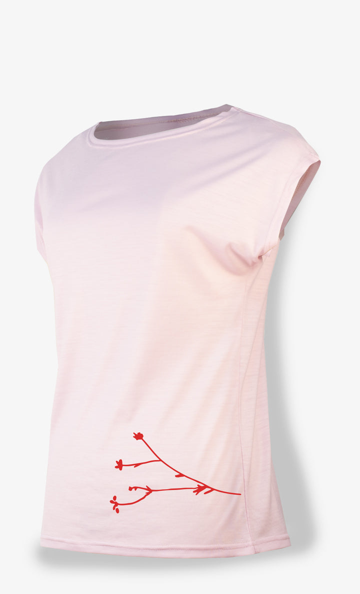 T-Shirt Mérinos Femme Blanc-Rose Ultra Léger - Madrid