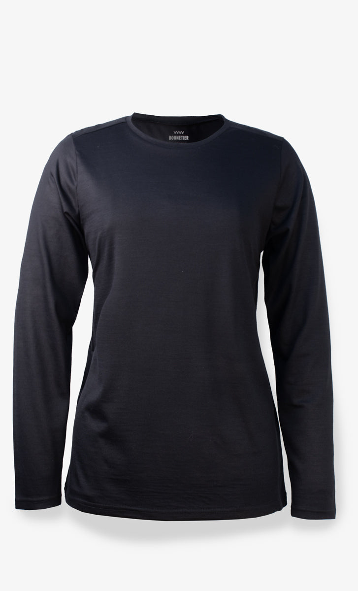Manches longues Mérinos Femme Noir - Uni