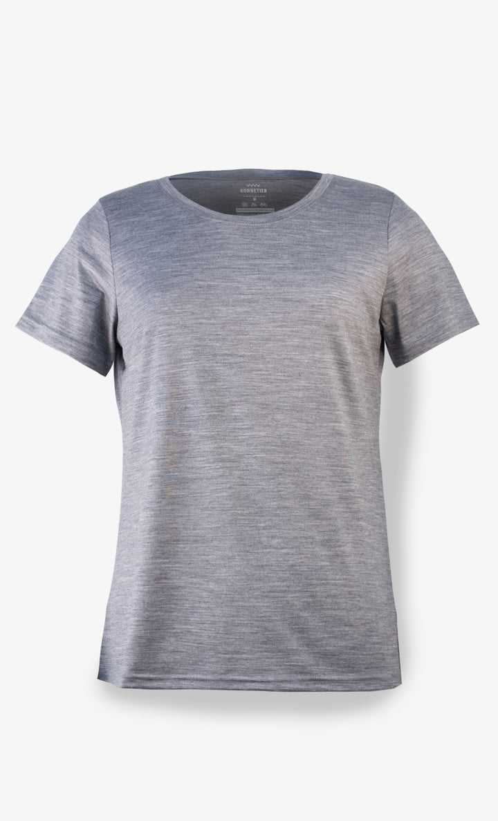 Ultra Light Heather Gray Women's Merino T-Shirt - Plain
