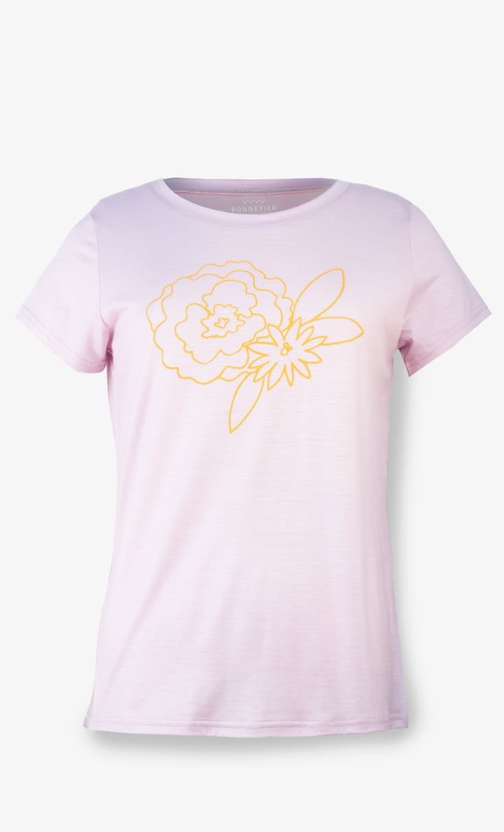 T-Shirt Mérinos Femme Rose Ultra Léger - Anémone