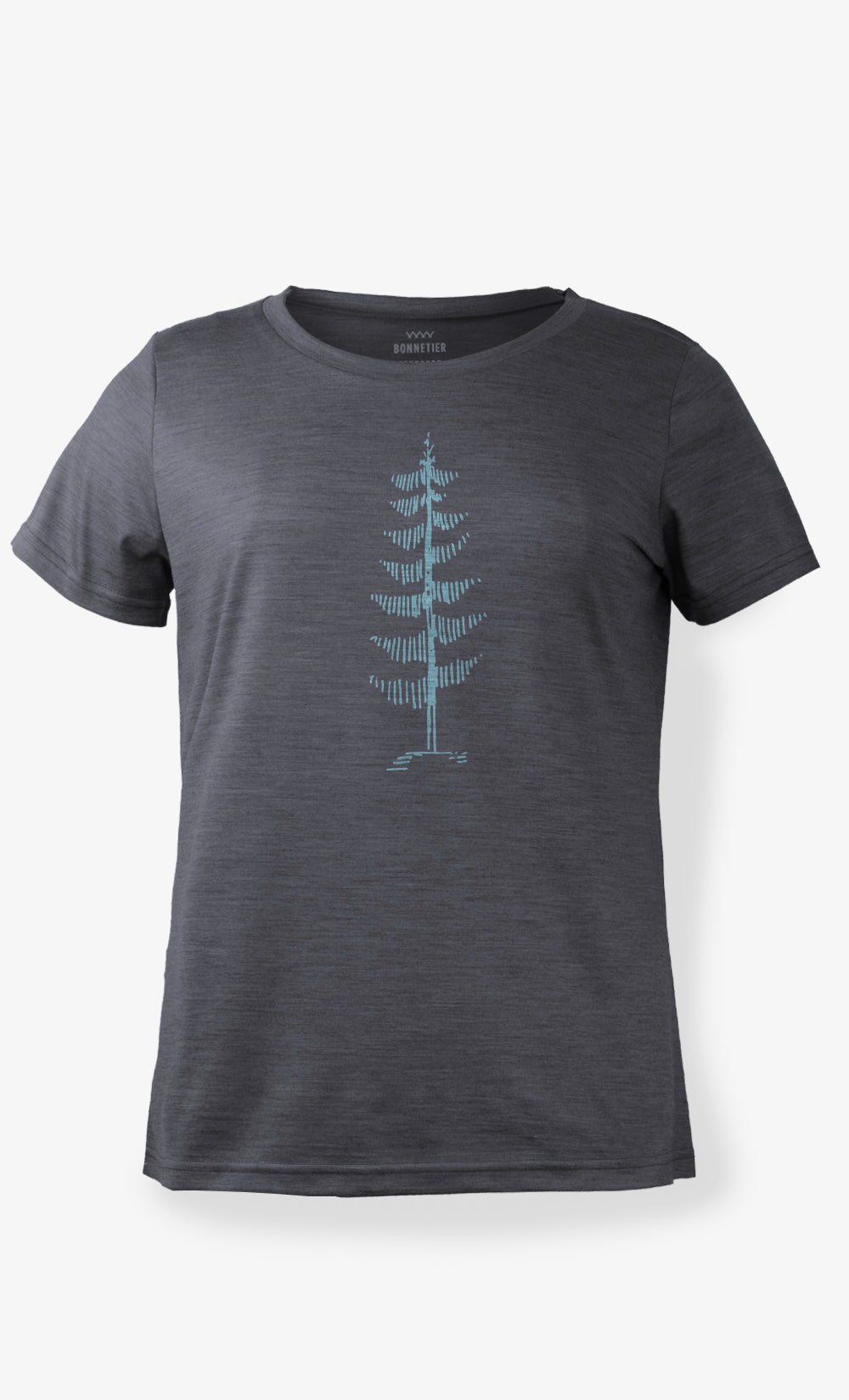 Women's Charcoal Heather Ultra Light Merino T-Shirt - Single Tree