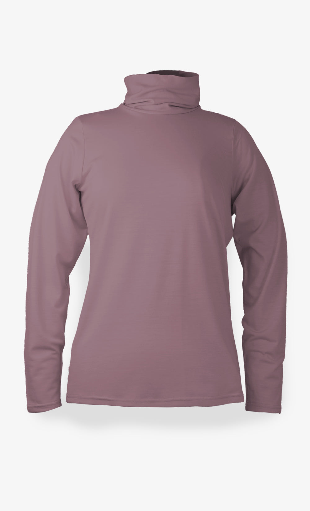 Col roulé femme en laine mérinos vieux rose à manches longues fabriqué au Canada par BONNETIER.