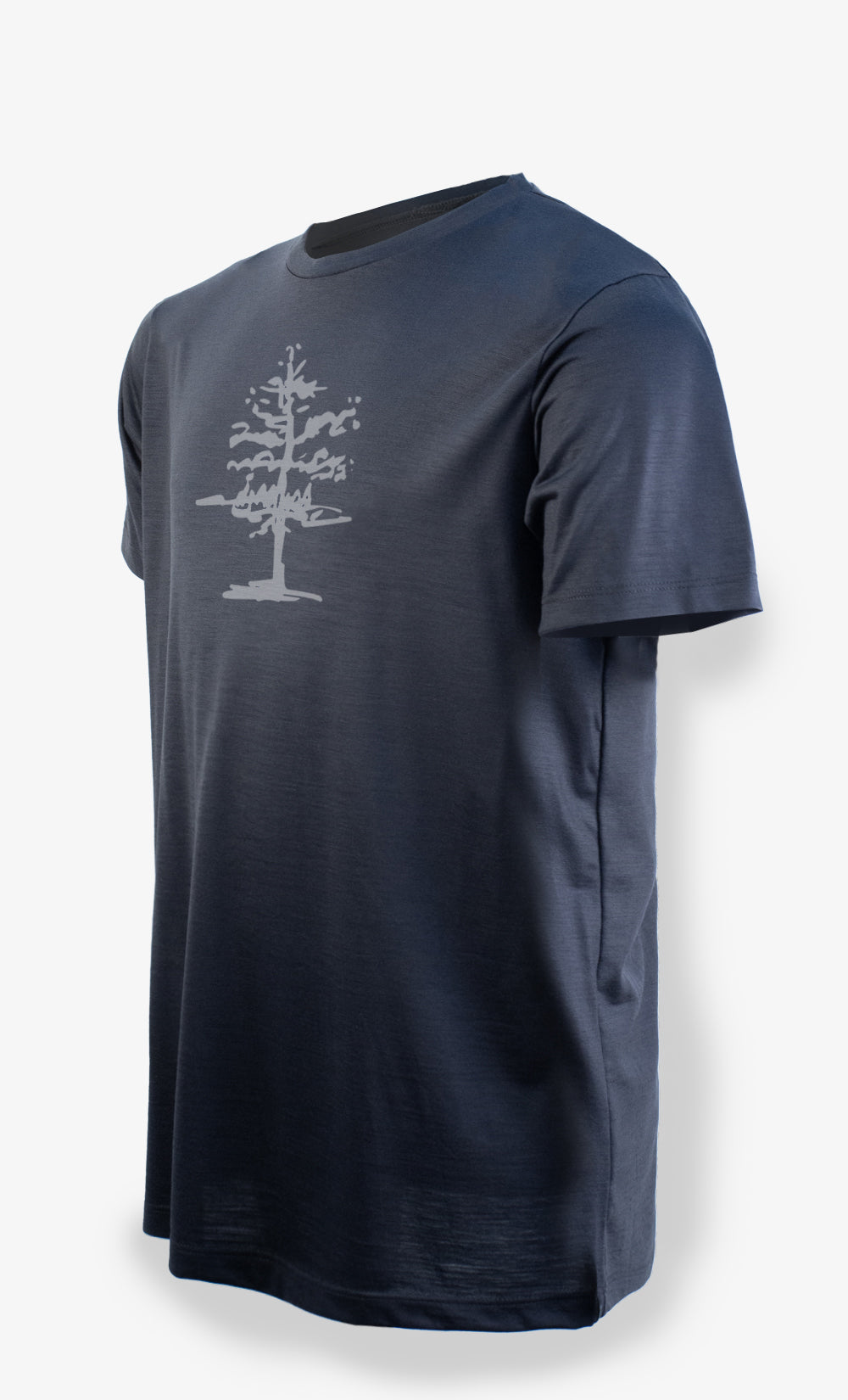Men's Ultra Light Charcoal Merino T-Shirt - Exploded Tree
