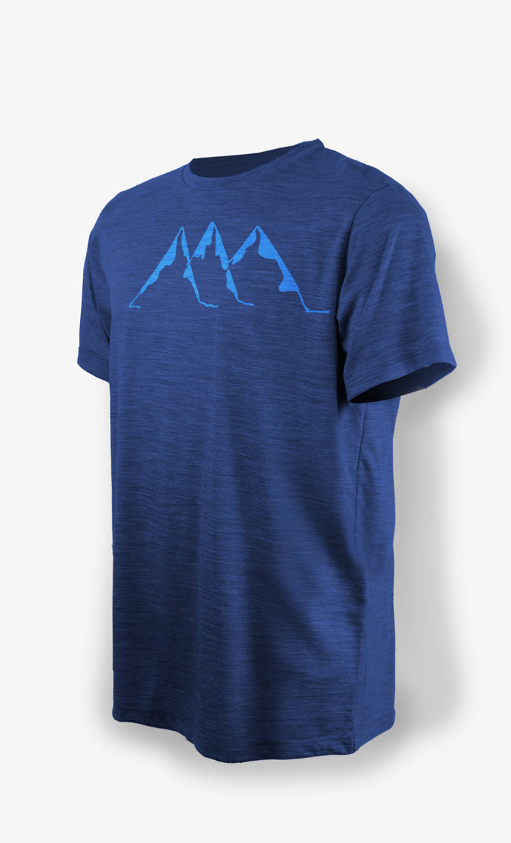 T-Shirt Mérinos Homme Bleu Chiné Ultra Léger - Glacier
