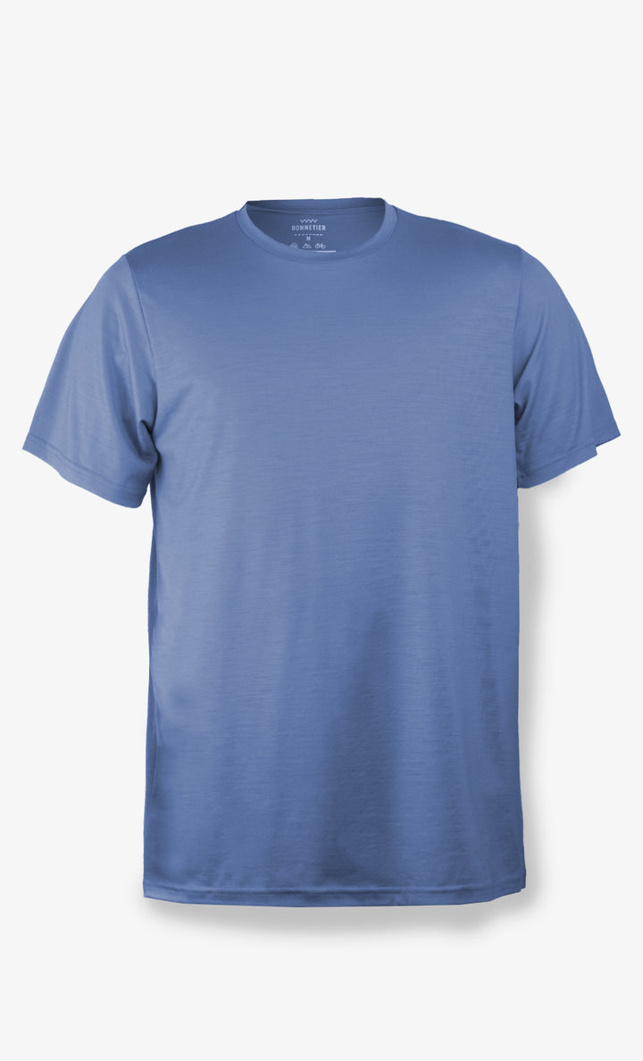 T-Shirt Mérinos Homme Bleu Ultra Léger - Uni
