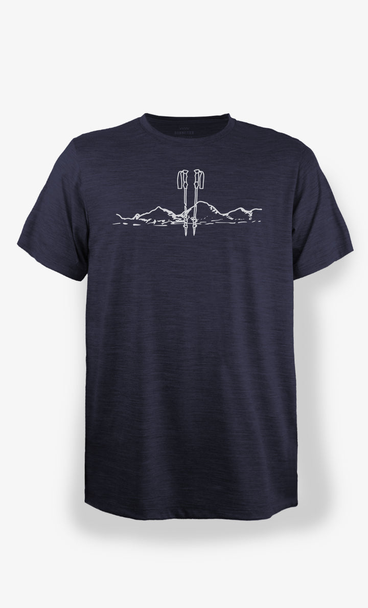 Men's Merino T-Shirt Black Heather Ultra Light - Batons