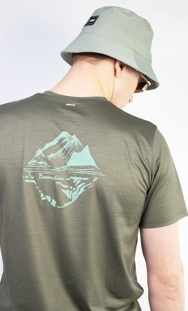 T-Shirt Mérinos Homme Vert Gris Ultra Léger - Bic