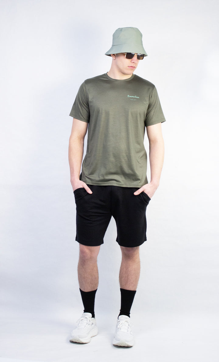 T-Shirt Mérinos Homme Vert Gris Ultra Léger - Bic