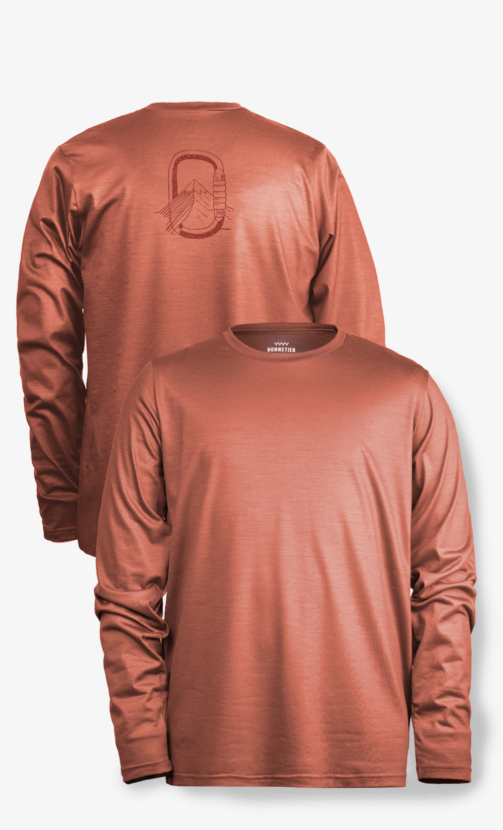 Manches Longues Mérinos Trail Stretchwool™ Homme Orange Brulé - Montagne Mousqueton