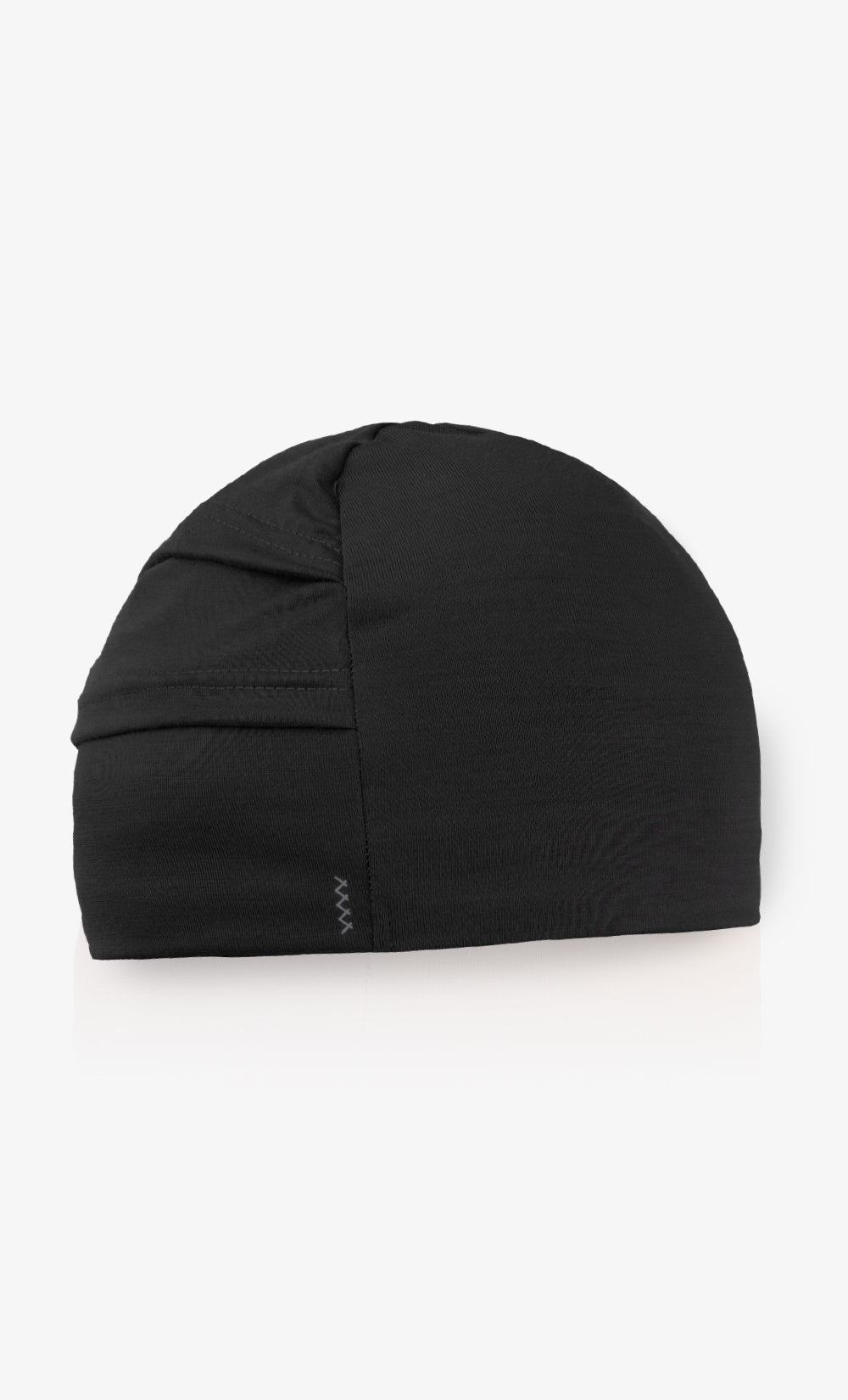 Tuque multifonction noire en laine mérinos BONNETIER fabriquée au Canada, idéale pour le plein air et les activités hivernales.